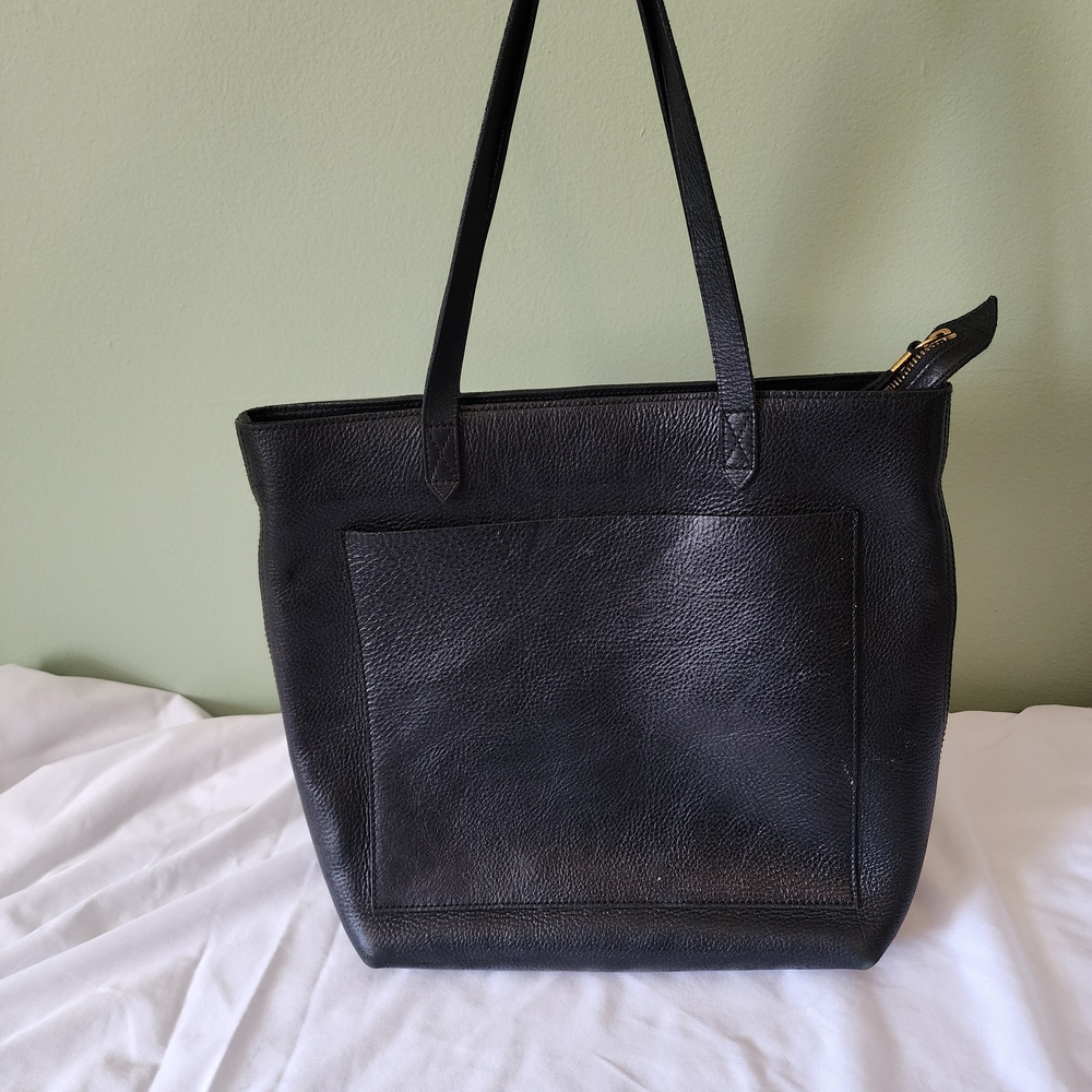 Madewell Black Leather Tote Bag